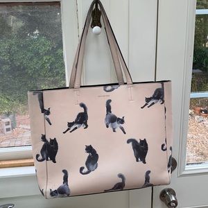 Large leather cat print tote by Paul&Joe Sister